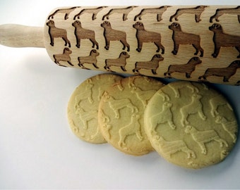 Rottweiler pattern Embossing Rolling Pin.  Rottweiler Dog pattern. Engraved rolling pin with  Rottweiler for embossed cookies or pasta.