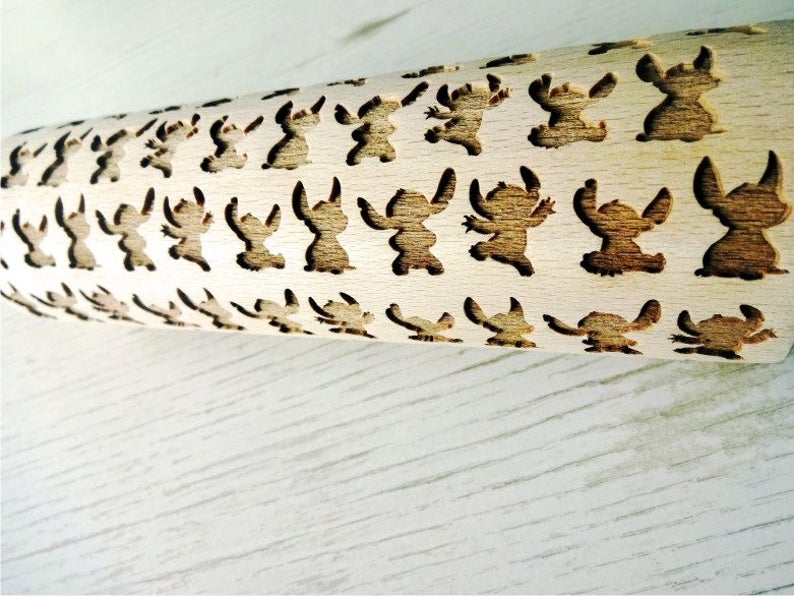 STITCH Embossing Rolling Pin. Laser Engraved Dough Roller image 2