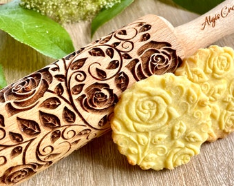 BIRCH With Cardinals Embossing Rolling Pin. Engraved Dough Roller With Tree For Embossed Cookies By Algis Crafts