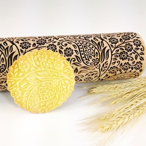 KASHMIR embossing Rolling Pin. Engraved dough roller for embossed cookies and Pottery by Algis Crafts