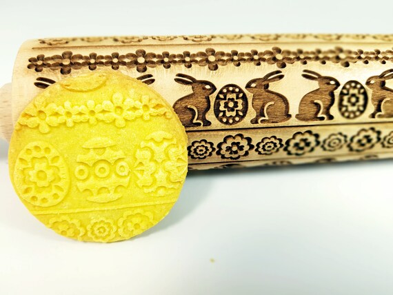 Aquarium Rolling Pin Springerle Engraved Wooden Rolling