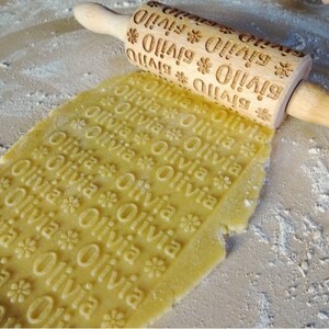 Personalized KIDS Rolling Pin with NAME. Embossing rolling pin. Kids Baking Rolling Pin. Pretend Kitchen Play. image 4