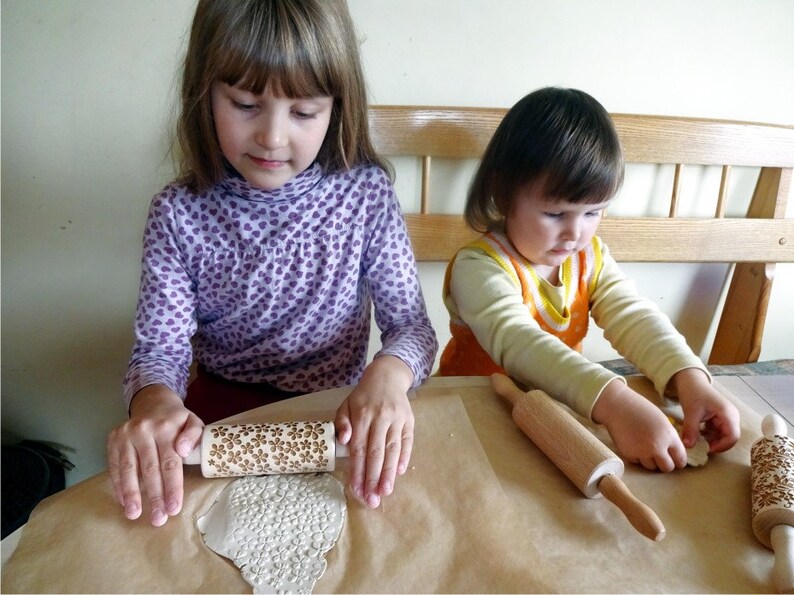 Algis Crafts Mini Embossing Rolling Pin For Kids – Wooden Laser Cut Pattern For Cookies & Play Dough | PAISLEY Design Gift - View #11