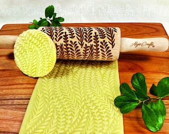 RIVER Embossed Rolling Pin Mini Size. Textured Dough Roller for Cookies and Pottery by Algis Crafts