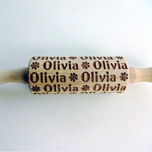 Personalized KIDS Rolling Pin with NAME. Embossing rolling pin. Kids Baking Rolling Pin. Pretend Kitchen Play. image 5