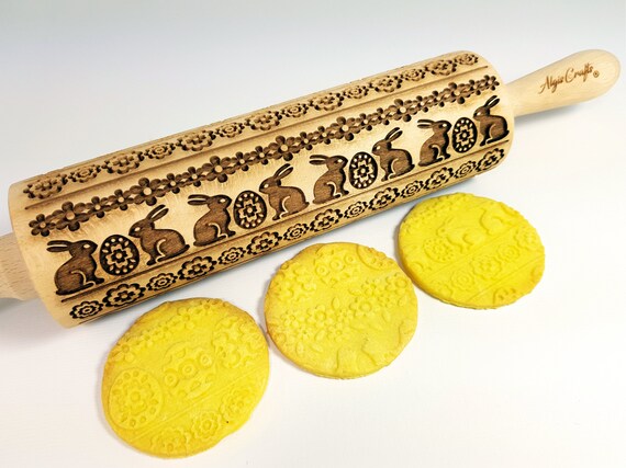 Aquarium Rolling Pin Springerle Engraved Wooden Rolling