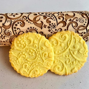 FEST Prägerolle / Nudelholz. Weihnachtsmuster. Gravierte Teigroller für geprägte Kekse und Keramik von Algis Crafts