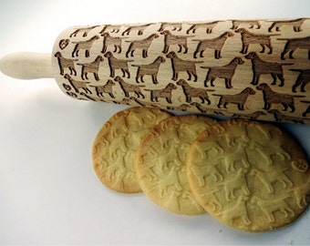 LABRADOR embossing Rolling pin. Engraved rolling pin with dogs Labrador dog pattern