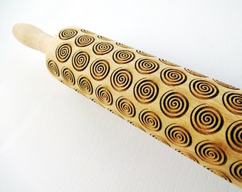 Embossing Rolling Pin embossing SWIRLS pattern. Laser engraved rolling pin. Gift for mother, friend