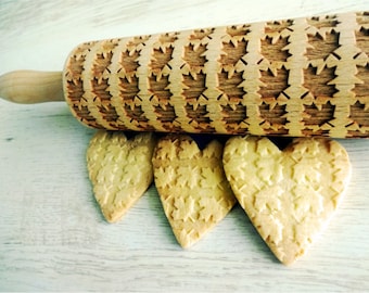 MAPLE LEAVES embossing rolling pin Engraved rolling pin with MAPLE leaf