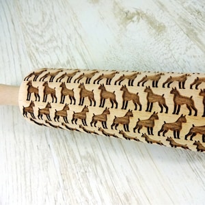 BOXER pattern Embossing Rolling Pin. BOXER Dog pattern. Engraved rolling pin with Boxer for embossed cookies or pasta.