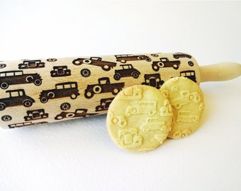 FORD VINTAGE Embossing Rolling Pin. Laser engraved rolling pin with FORD cars. Gift for dad, boy. Antiquarian.