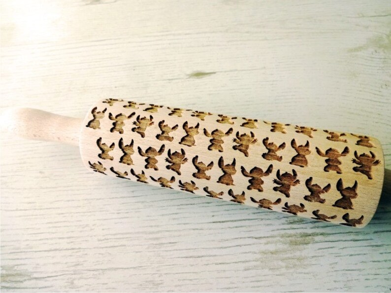 STITCH Embossing Rolling Pin. Laser Engraved Dough Roller image 3