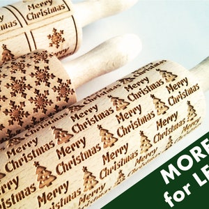 3 ANY pattern Rolling Pin SET. Lazer engraved embossing rolling pins for homemade cookies. Choose your patterns!
