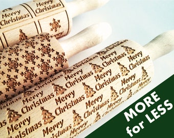 3 ANY pattern Rolling Pin SET. Lazer engraved embossing rolling pins for homemade cookies. Choose your patterns!