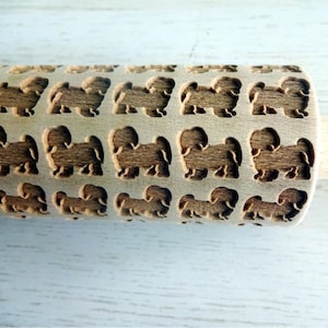 HAVANESE Embossing Rolling Pin. Engraved Rolling Pin with Bichon Dog Breed Pattern for Embossed Cookies by Algis Crafts