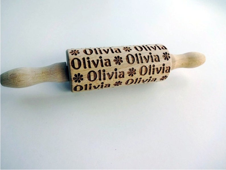 Personalized KIDS Rolling Pin with NAME. Embossing rolling pin. Kids Baking Rolling Pin. Pretend Kitchen Play. image 3