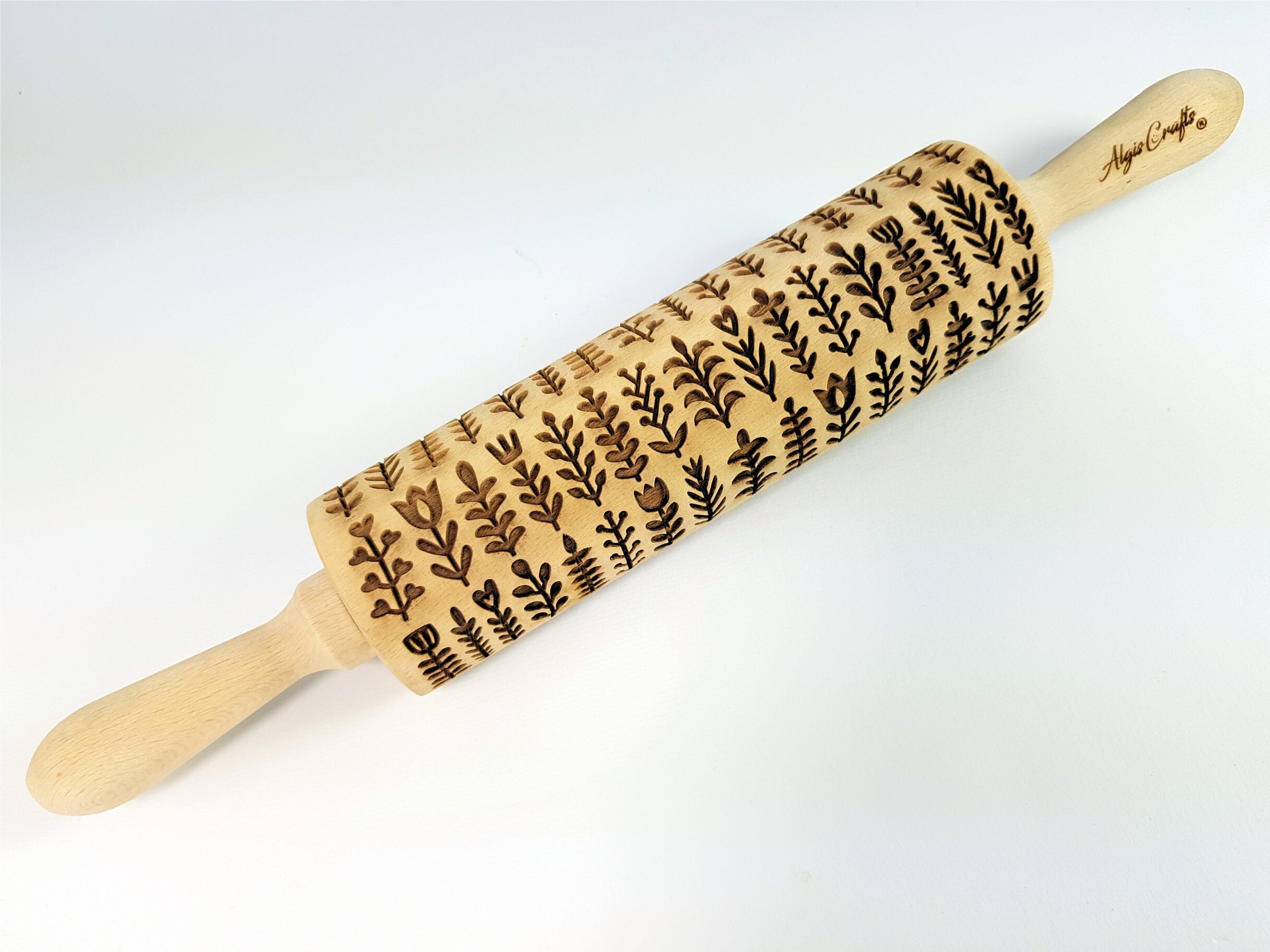 HERBS Embossed Rolling Pin With Leafy Green and Flowering Etsy