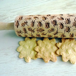 Rolling pin with INSECTS PATTERN for Halloween