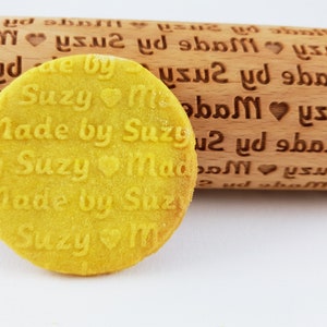 Personalized Rolling Pin with any text. Embossing rolling pin Dough roller for embossed cookies. Lazer engraved image 4