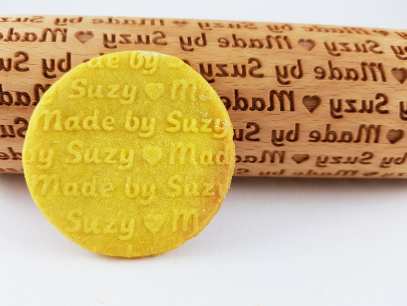 Personalized Rolling Pin with any text. Embossing rolling pin Dough roller for embossed cookies. Lazer engraved image 4