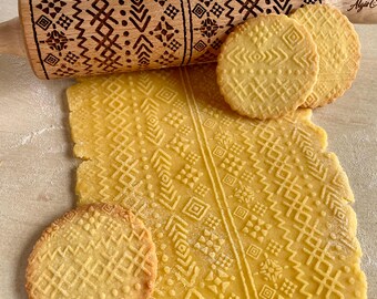 Rodillo para repujado azteca, rodillo grabado para galletas y cerámica de Algis Crafts