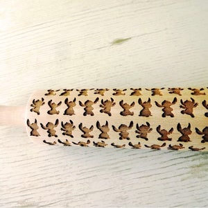 STITCH Embossing Rolling Pin. Laser Engraved Dough Roller image 1