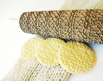 KNITTING PATTERN Embossing Rolling Pin. Laser engraved rolling pin. Gift for mother, friend.