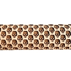 SKULLS Embossing Rolling Pin. Engraved Dough Roller for Embossed Cookies and Pottery by Algis Crafts Halloween image 3