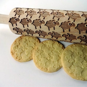 SHEEP Embossing Rolling Pin. Pattern with Sheep. Laser engraved rolling pin. Sheep rolling pin. Embossed cookies. Unique gift.