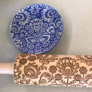 Folk Embossing Rolling Pin. FOLK pattern. Engraved dough roller for embossed cookies and Pottery by Algis Crafts image 10