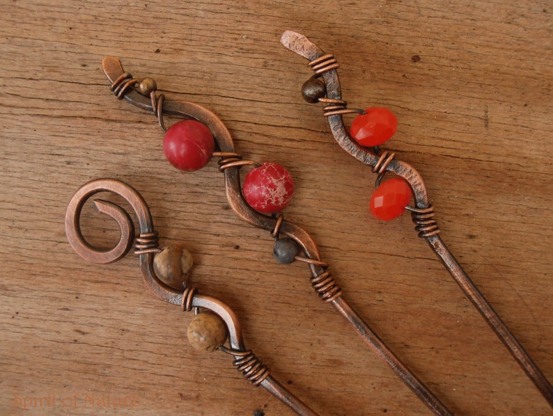 Wire Wrapped Hair Pin Copper Wire Hair Sticks Amazonite Etsy