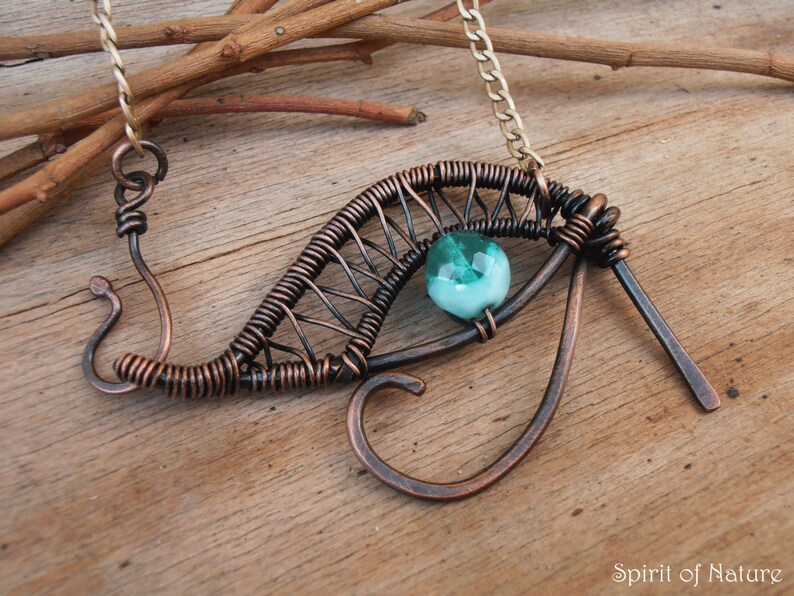 Copper wire eye of horus pendant All seeing eye necklace Wire Etsy