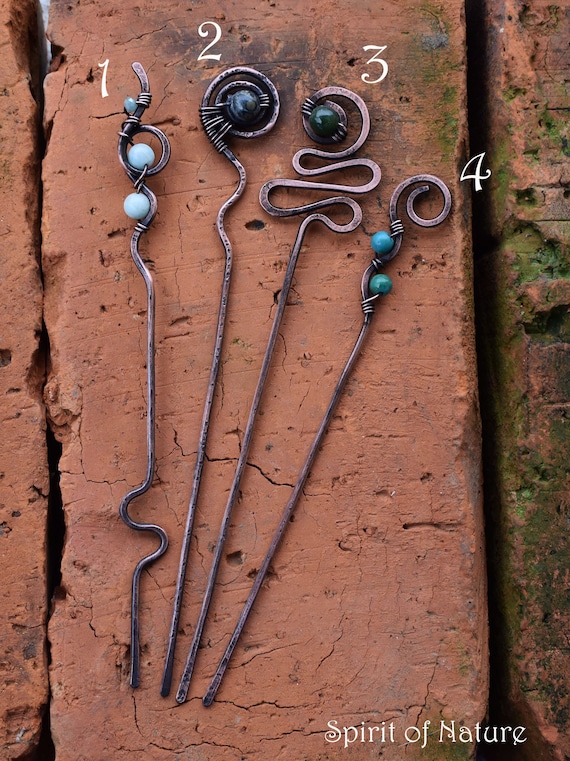 Wire Wrapped Hair Pin Copper Wire Hair Sticks Amazonite Etsy