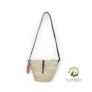 Adèle mini basket with leather brun closure: French Basket, Moroccan Basket, straw bag, french market basket, Beach Bag, straw bag