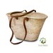 straw bag Handmade French Basket Moroccan Basket french market basket, Beach Bag - Natural Basket long Flat Leather Handle 