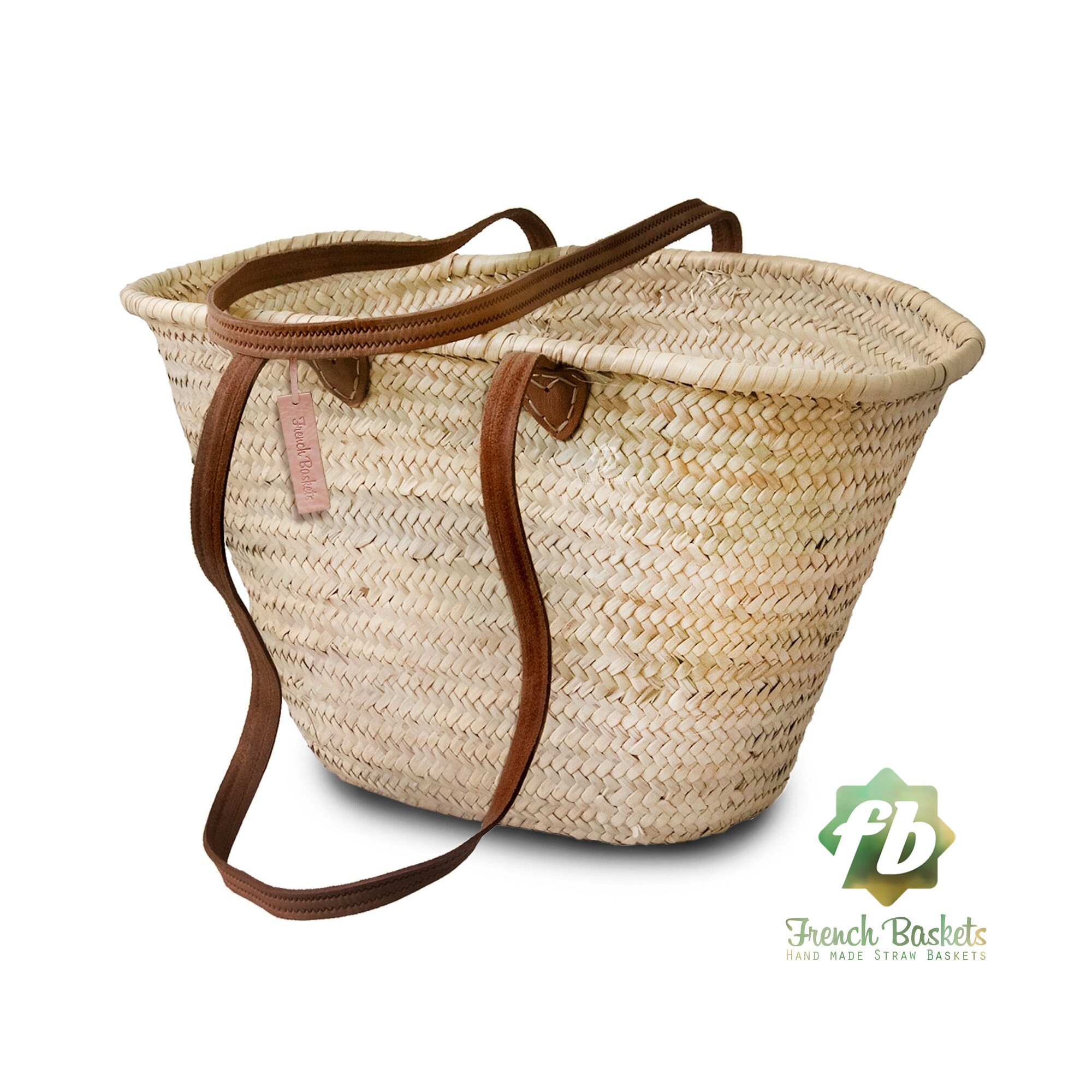 Wicker Straw Basket Bag French Shopping Brown Basket Vintage 