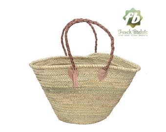 straw bag Natural Basket Medium French Basket Moroccan Basket straw bag french market basket Beach Bag straw bag