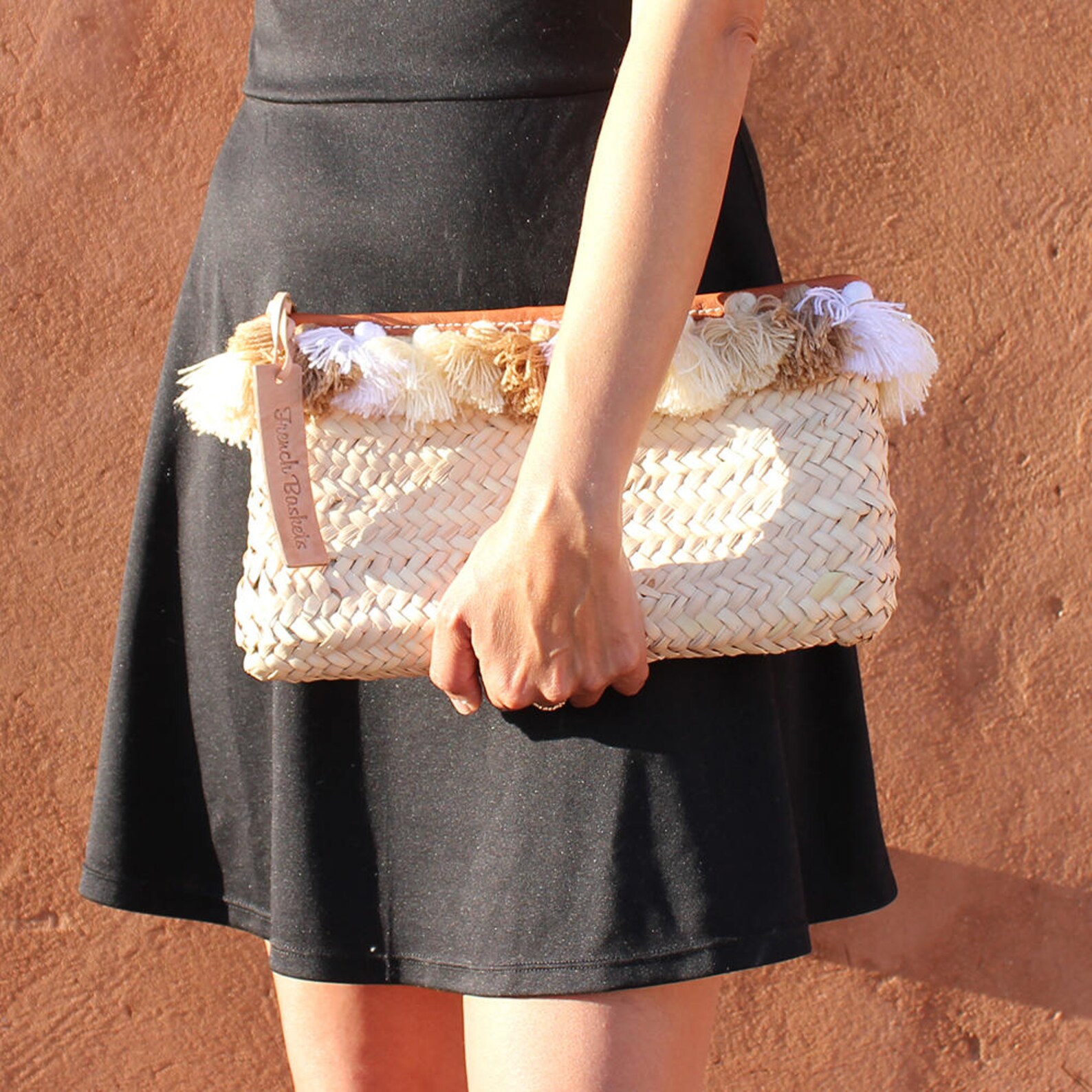 Pom Pom Straw Clutch French Baskets Clutch Bags Pom Pom Etsy