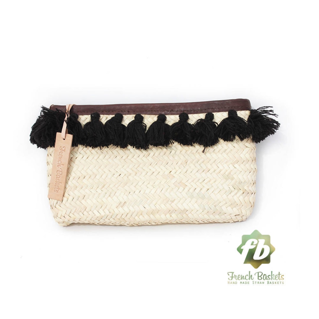 Sac Pochette En Paille Avec Pompons - Clutch Artisanale - Neuf Avec étiquettes