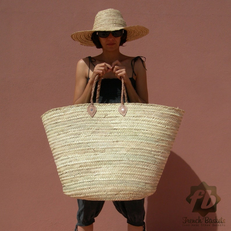 French baskets King Size : French Market Bag, straw market bag, straw bag, woven market tote, Beach Bag, straw basket, woven market tote image 1
