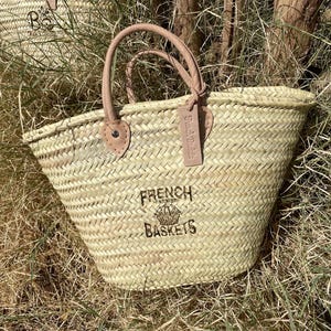 Hot-Stamped Farmer French Baskets Logo Handmade Straw Bag - French Basket - French Market Basket - Farmer Bag with French Baskets