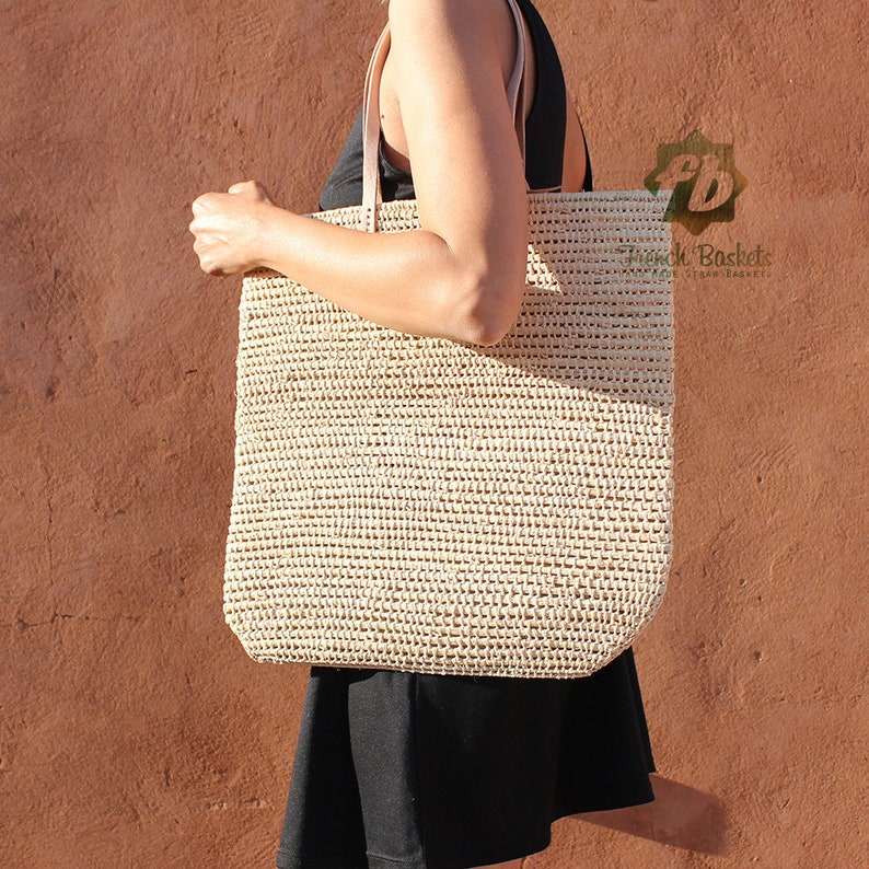 Tote bag made of Raffia Natural Yarn straw Natural color Etsy