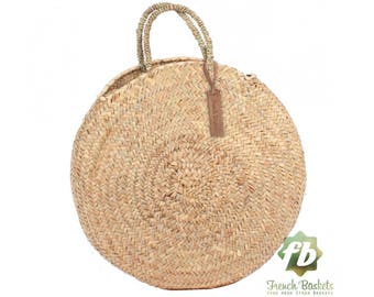 Round large wicker basket natural Handles : French Basket, Moroccan Basket, straw bag, french market basket, Beach Bag, straw bag