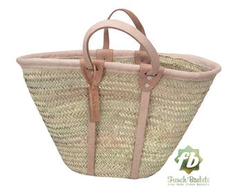 three flat handle baskets : French Basket, Moroccan Basket, straw bag, french market basket, Beach Bag, straw bag