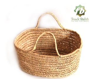 French Baskets small bassinet, French Basket : Moroccan Basket, straw bag, french market basket, Beach Bag, straw bag
