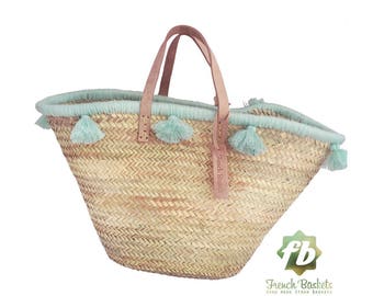 straw bag Handmade French Baskets Pastel Lagoon French Basket Moroccan Basket french market basket straw beach bag