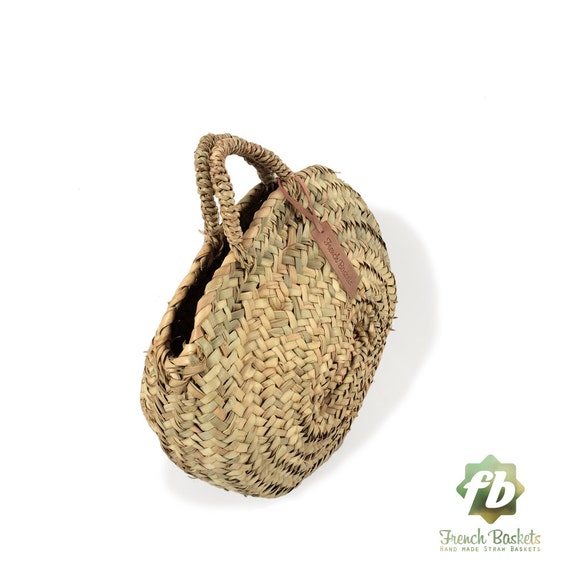 Round French Baskets Chubby Small : Wicker Basket Straw Bag 