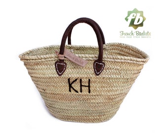 Customized straw bags Monogrammed French baskets Monogrammed bag personalized straw bag hand embroidered Monogrammed customized gifts