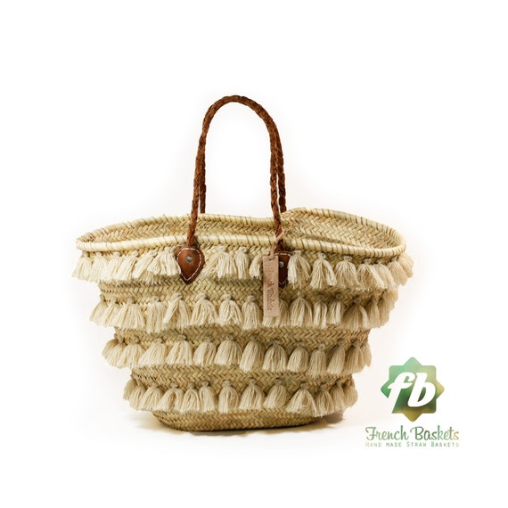 French Basket Small Wool Pom Pom Sunlit Sand : French Basket 